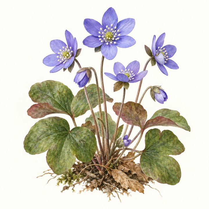Jaterník podléška (Hepatica nobilis)